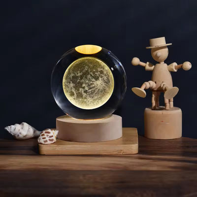 Kristal lamba USB Parlak 3D Sanat Kristal Top Parlak Cam Gece Işık Masa Lambası