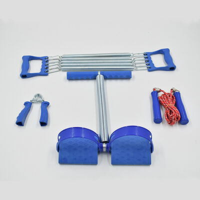 Çok fonksiyonel Fitness Set Spring Foot Pedal Resistance Band Ahşap Eldiven Atlama İp Yakalama Güçlendirici Ve Kas Eğitimi Dört Parça Set